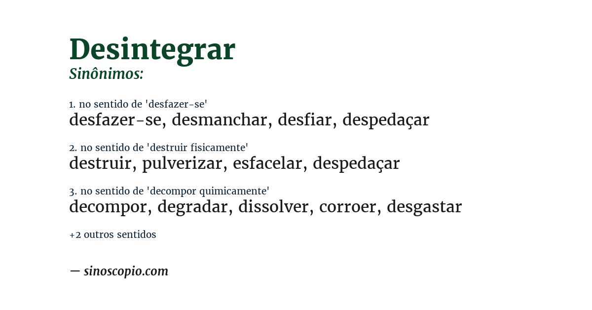 Sinônimo de desintegrar