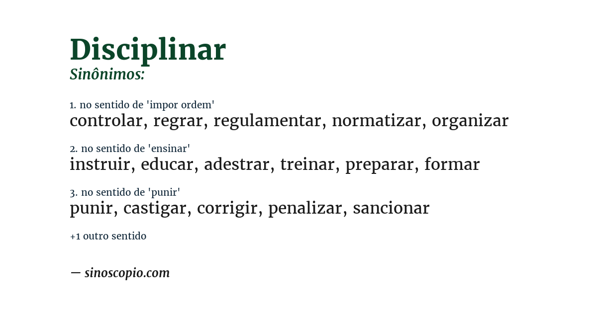 Sinônimo de disciplinar