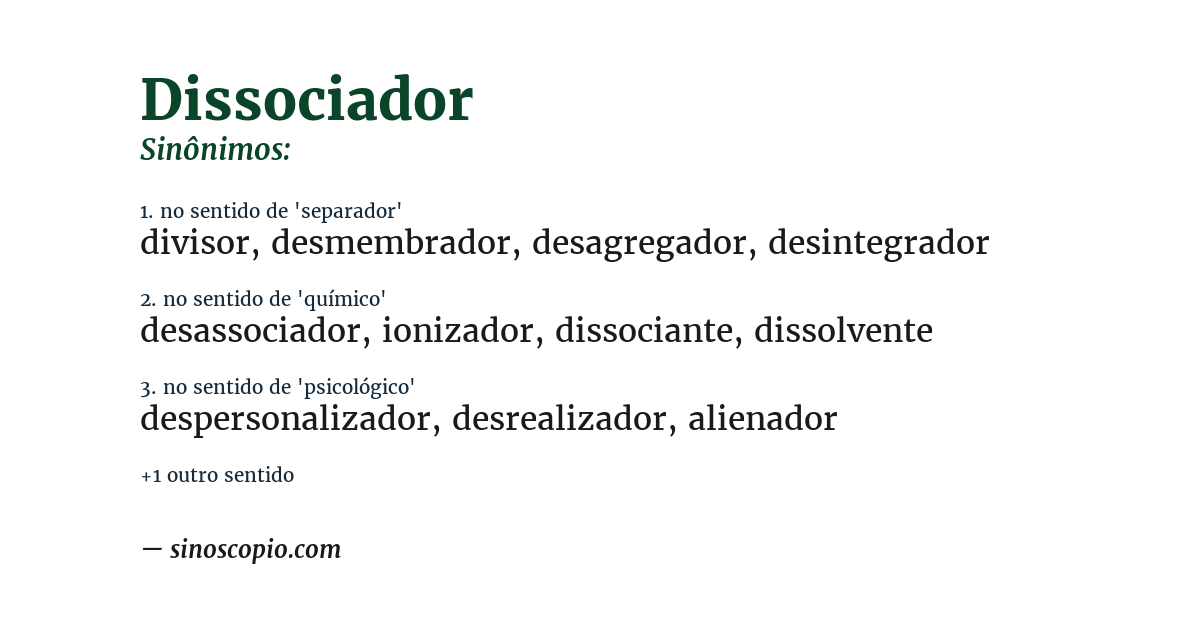 Sinônimo de dissociador