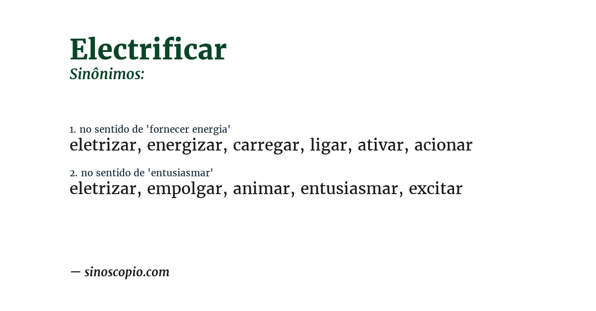 Sinônimo de electrificar
