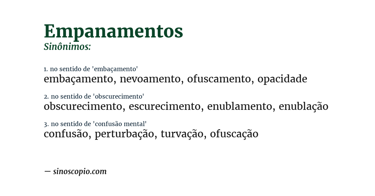 Sinônimo de empanamentos