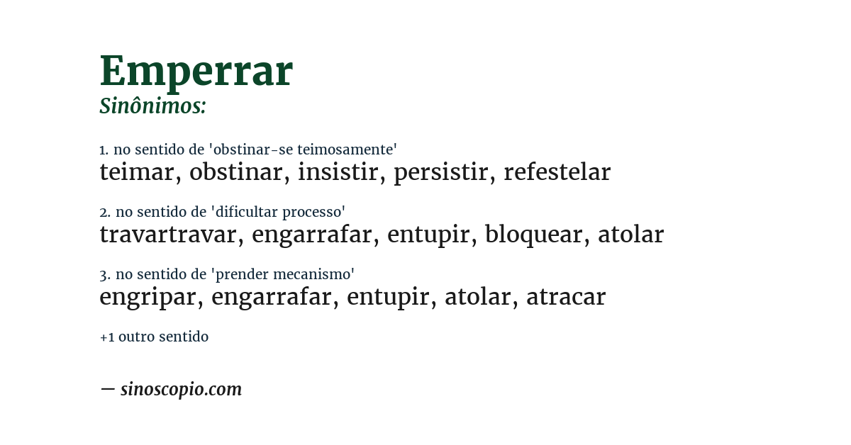 Sinônimo de emperrar