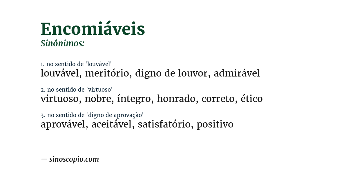 Sinônimo de encomiáveis