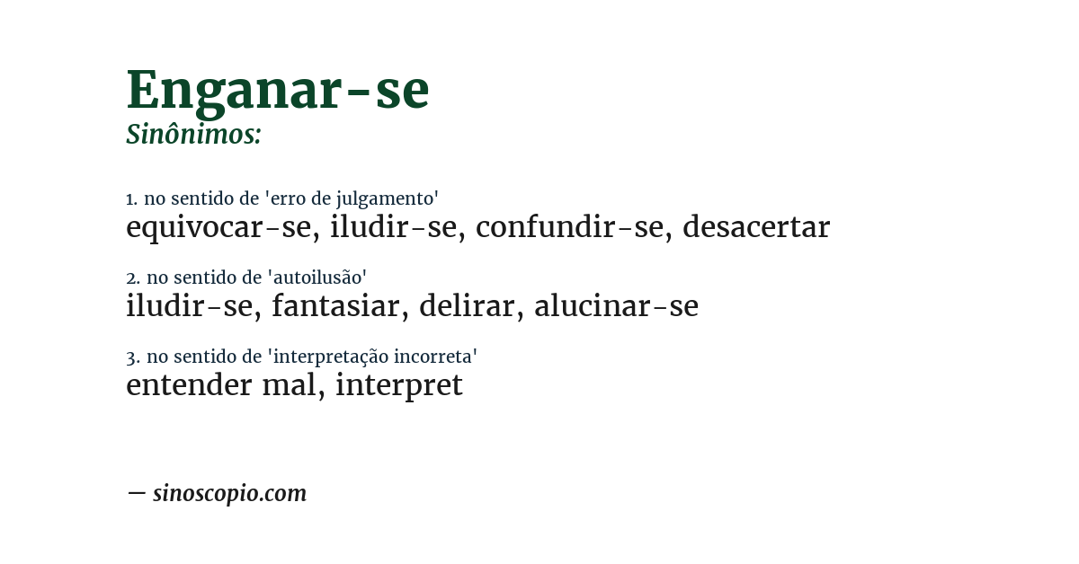 Sinônimo de enganar-se
