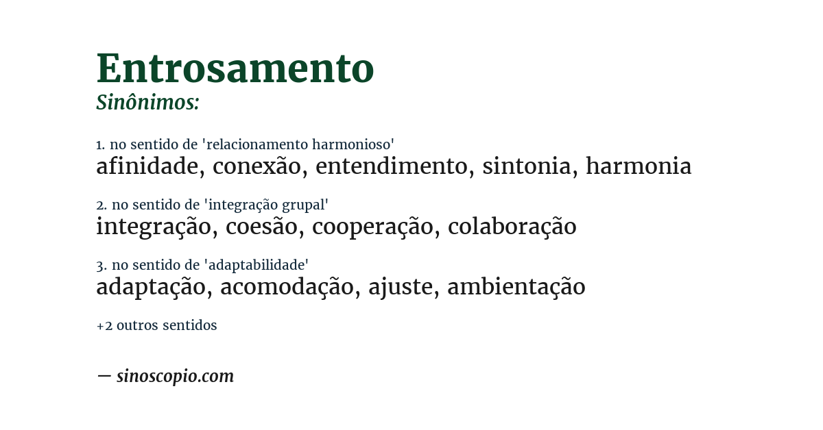 Sinônimo de entrosamento