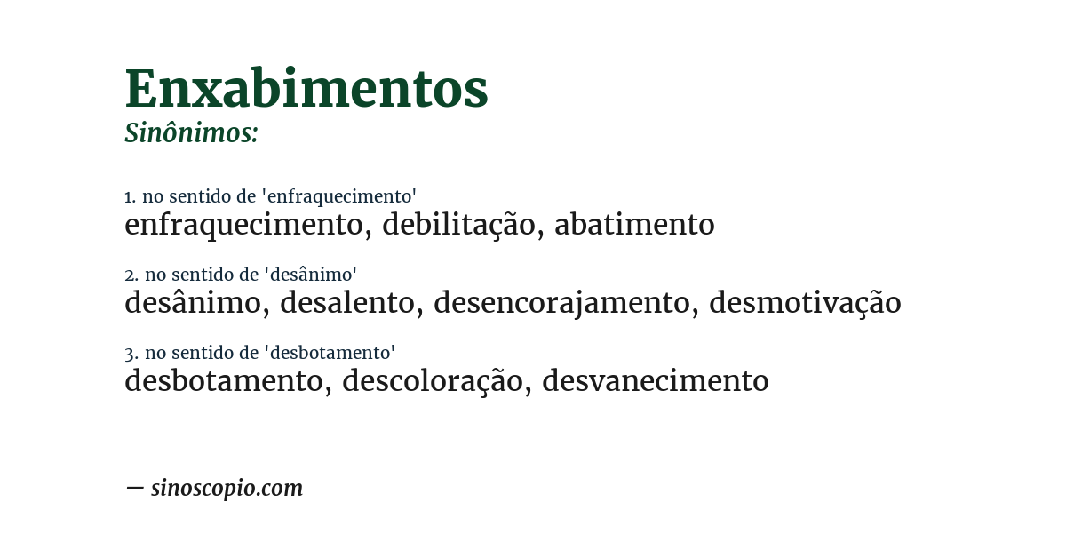 Sinônimo de enxabimentos