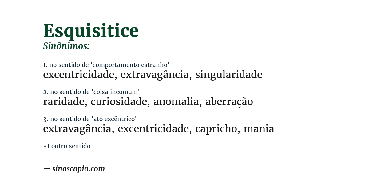 Sinônimo de esquisitice