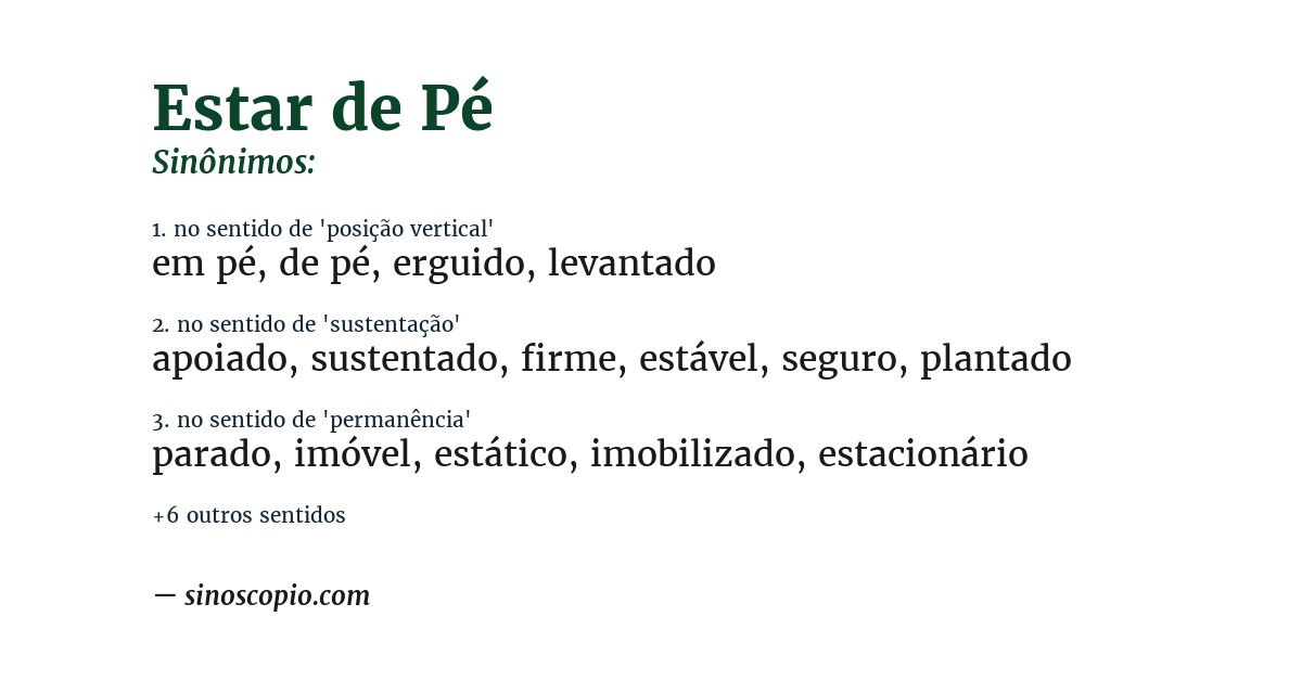 Sinônimo de estar de pé