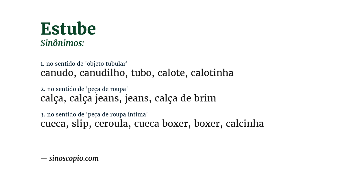 Sinônimo de estube