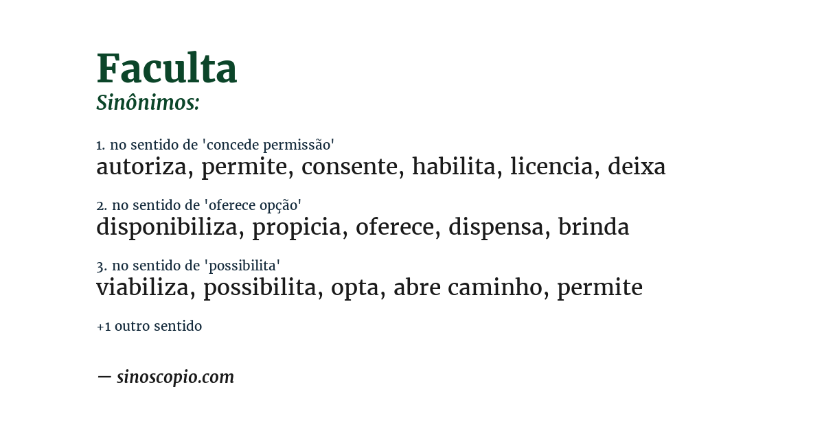 Sinônimo de faculta