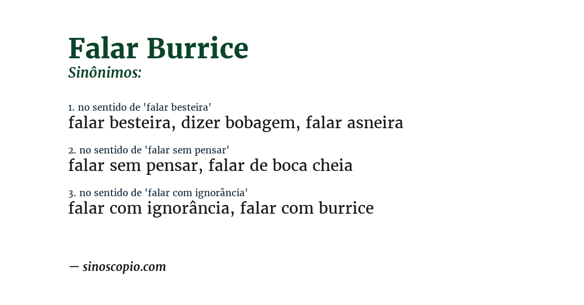 Sinônimo de falar burrice
