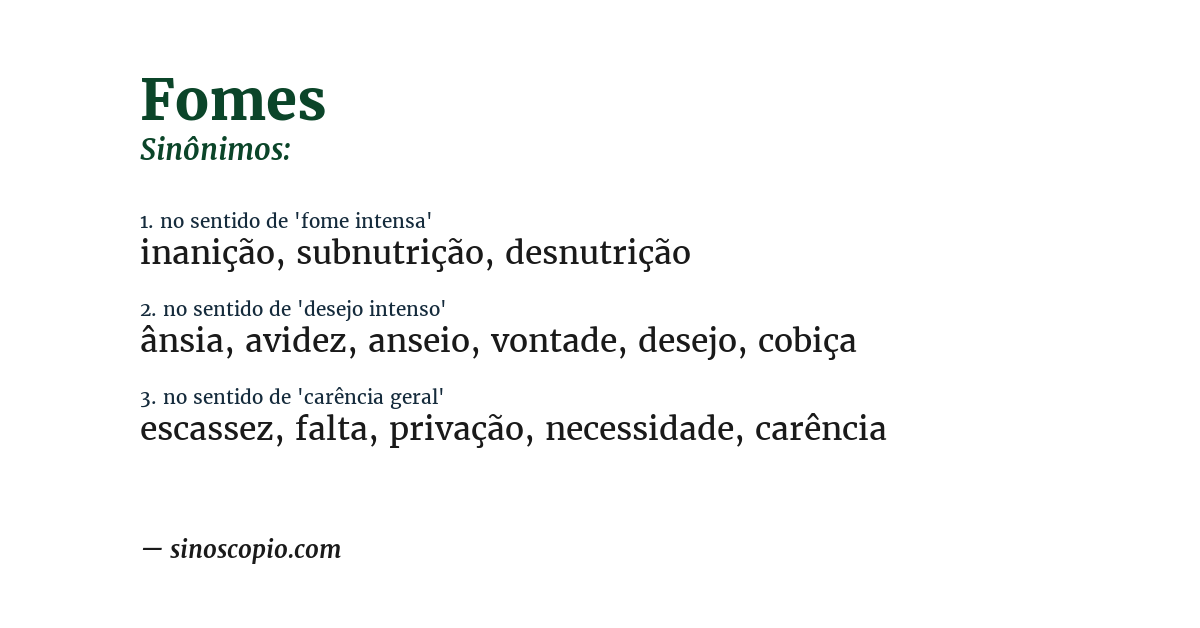 Sinônimo de fomes