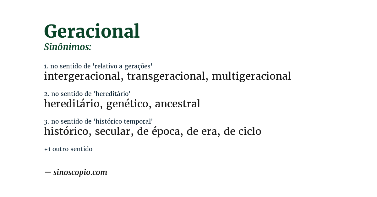 Sinônimo de geracional