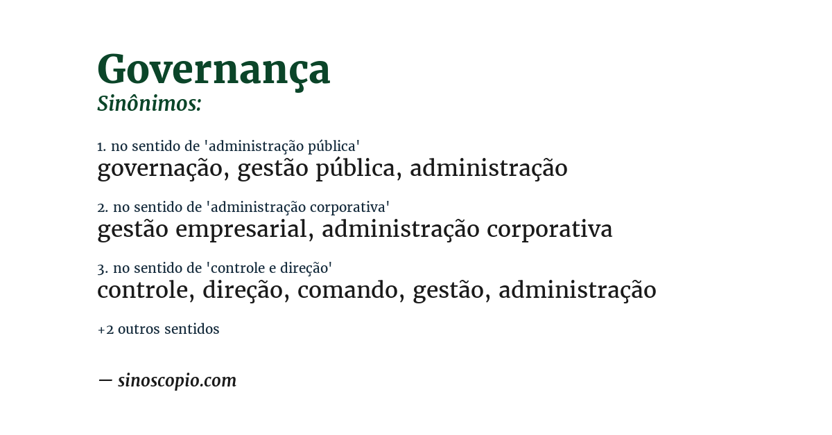Sinônimo de governança