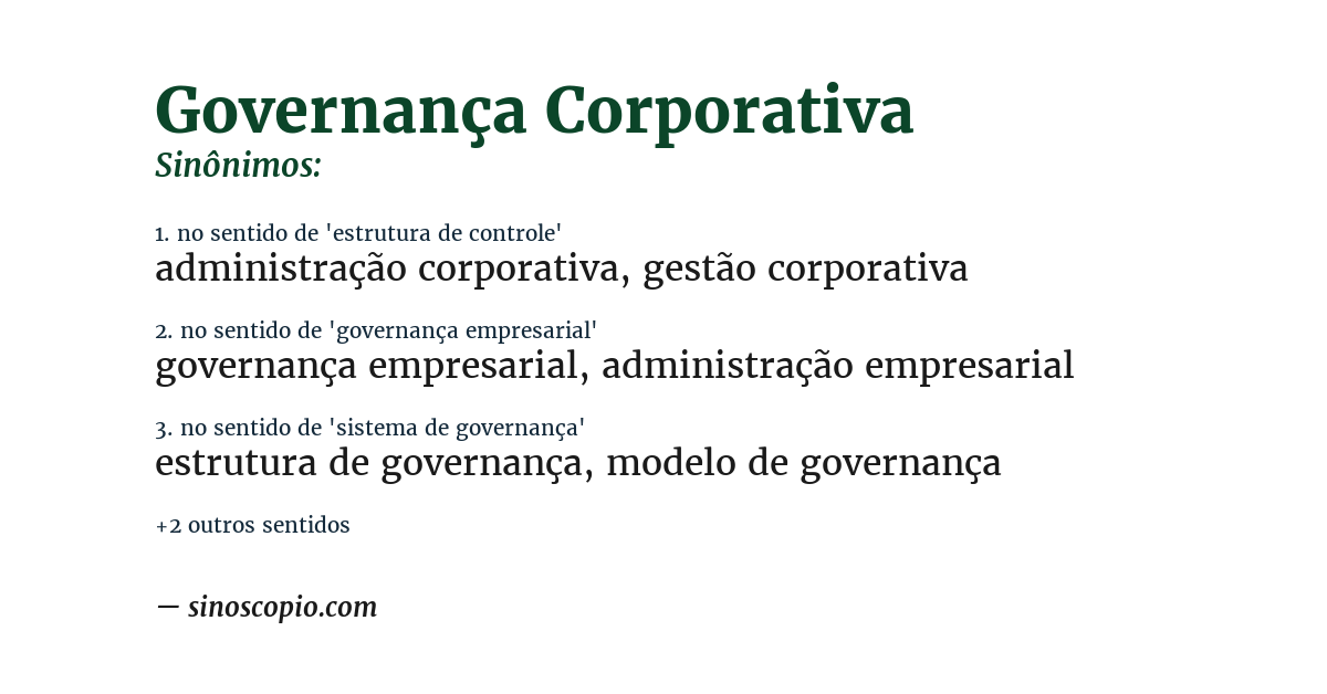 Sinônimo de governança corporativa