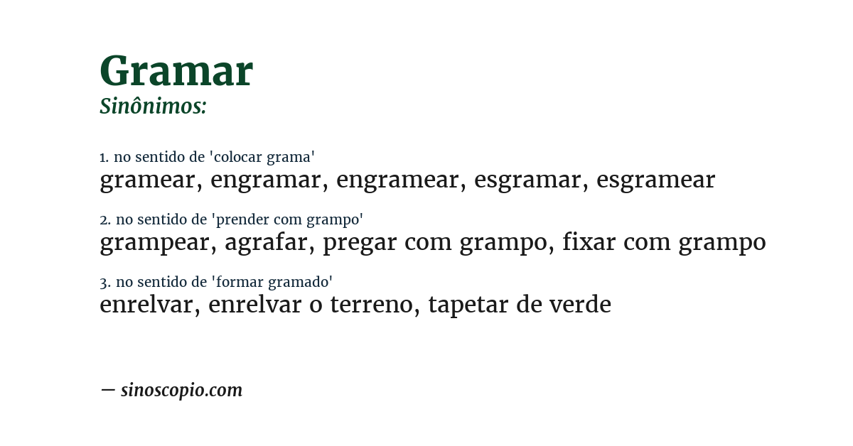 Sinônimo de gramar
