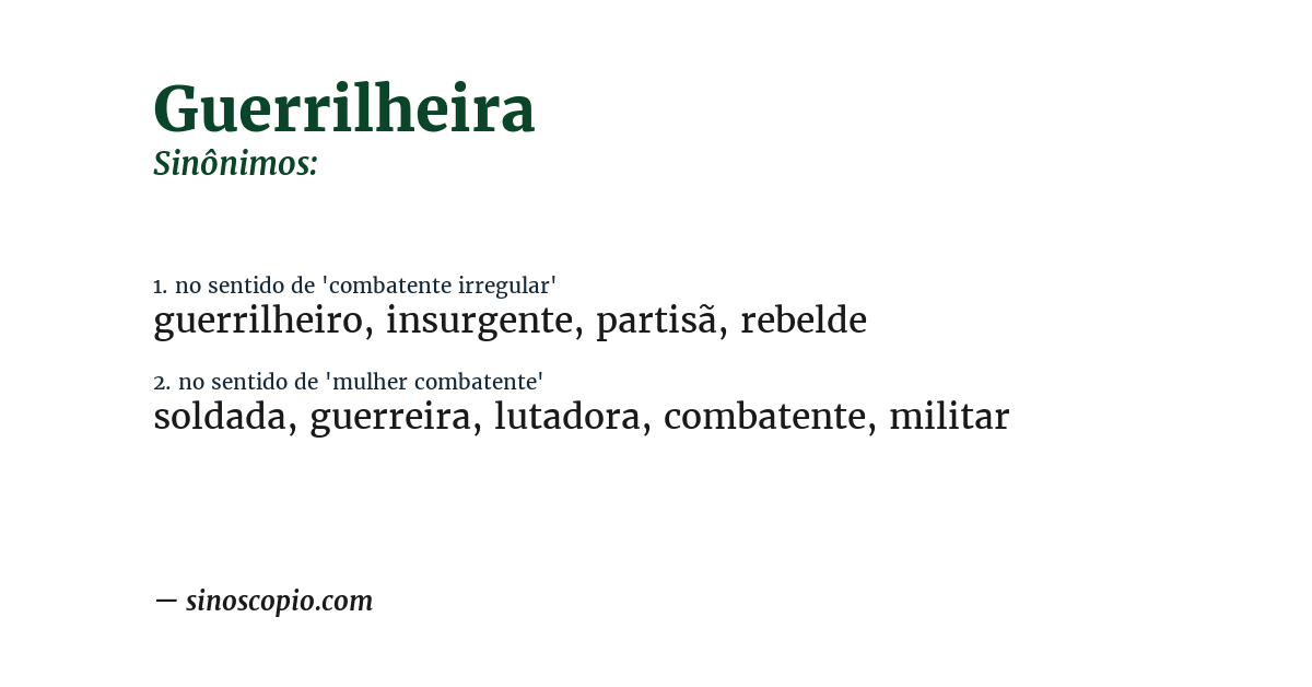 Sinônimo de guerrilheira