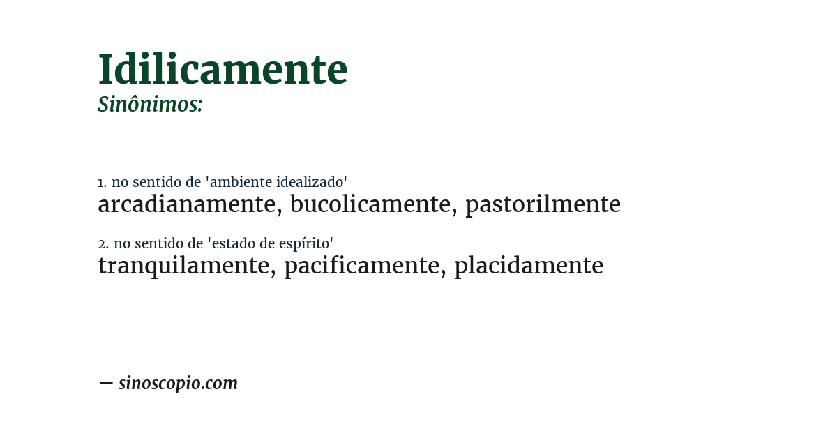 Sinônimo de idilicamente