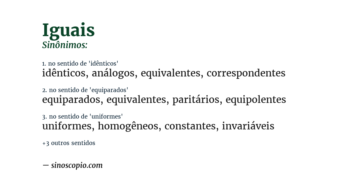 Sinônimo de iguais