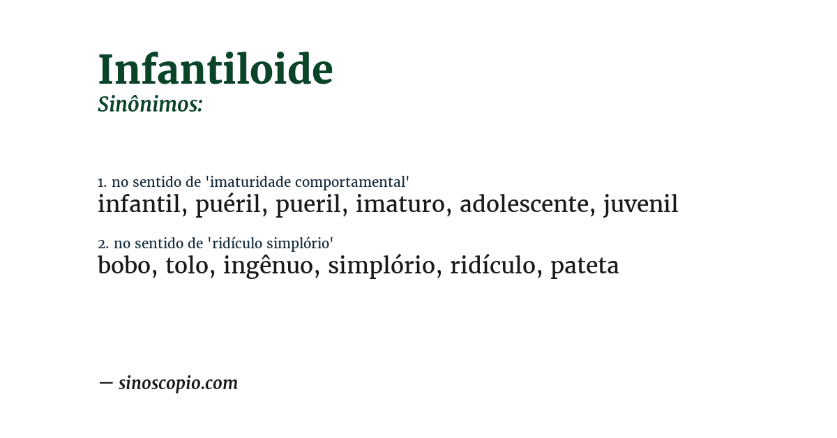 Sinônimo de infantiloide