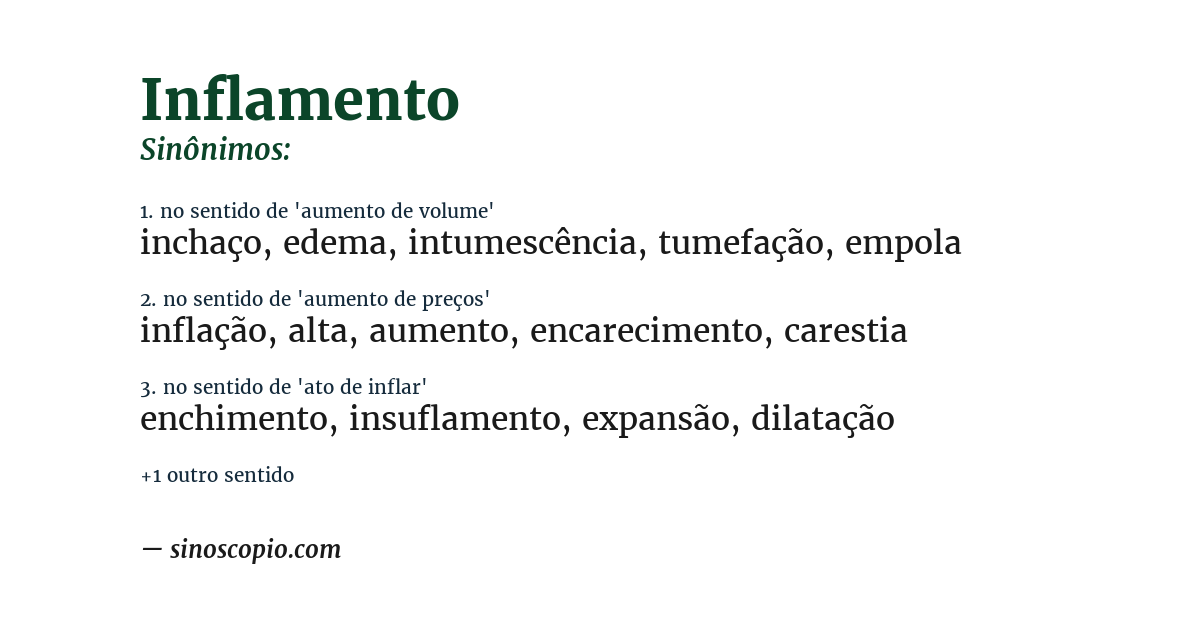 Sinônimo de inflamento