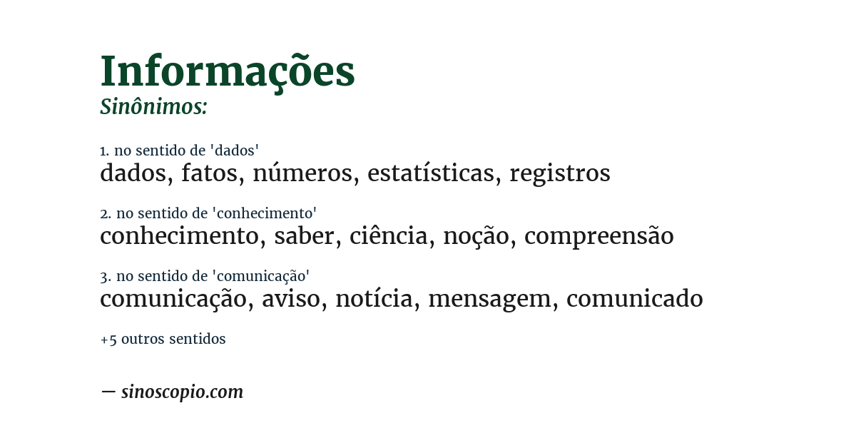 Sinônimo de informações