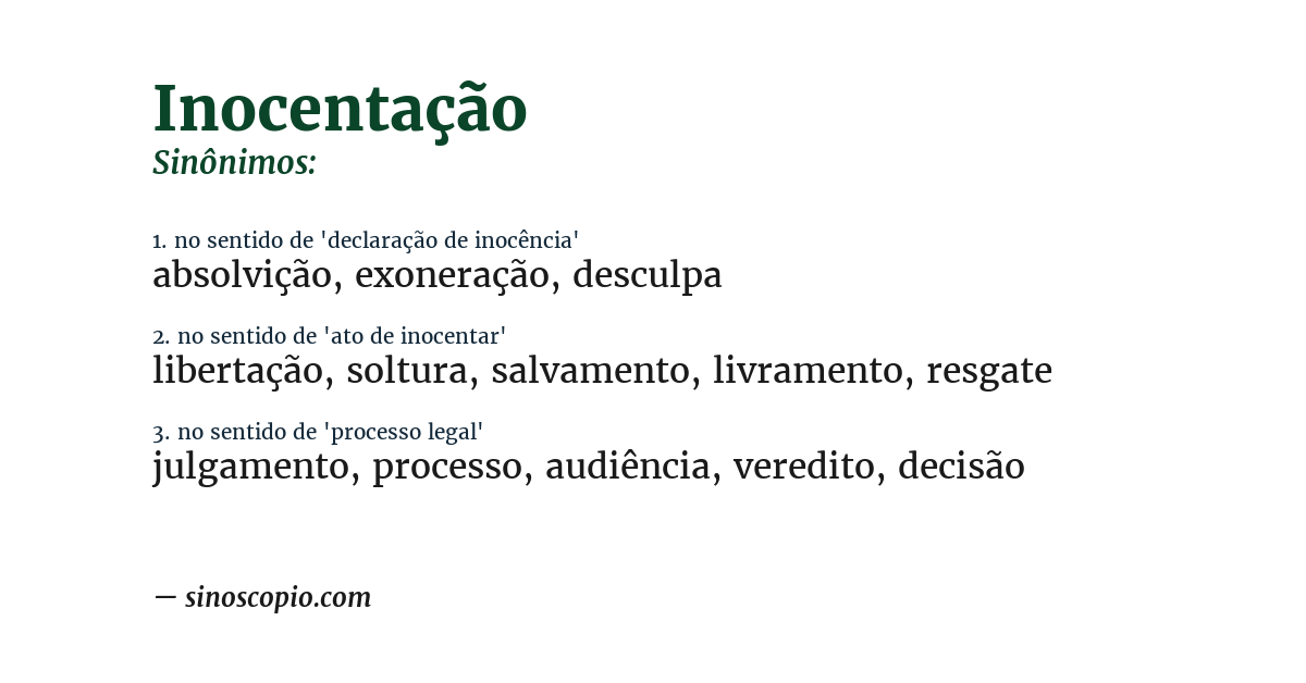 Sinônimo de inocentação