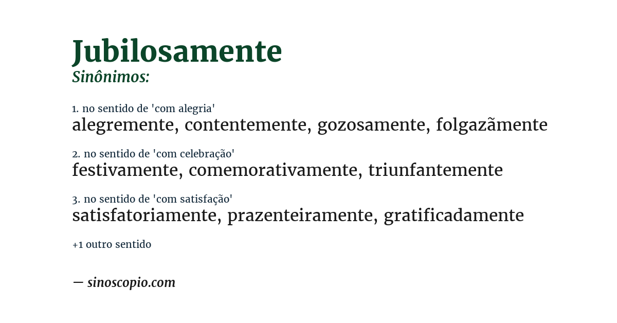 Sinônimo de jubilosamente