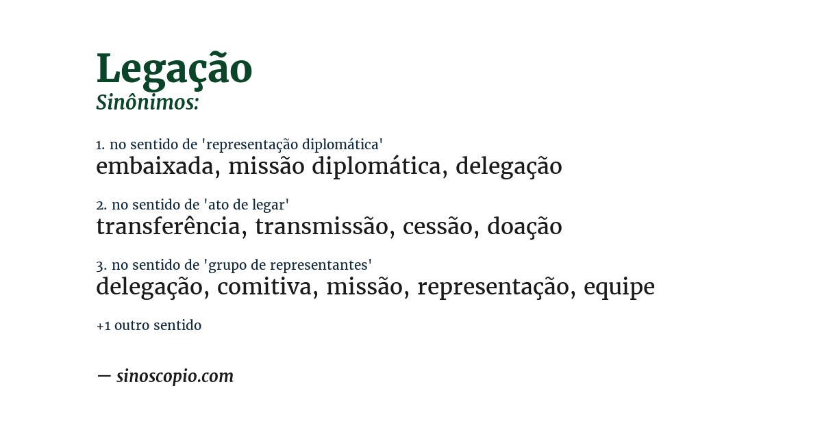Sinônimo de legação