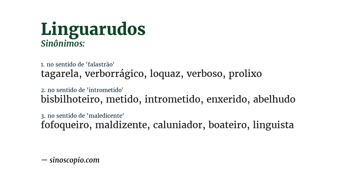 Sinônimo de linguarudos