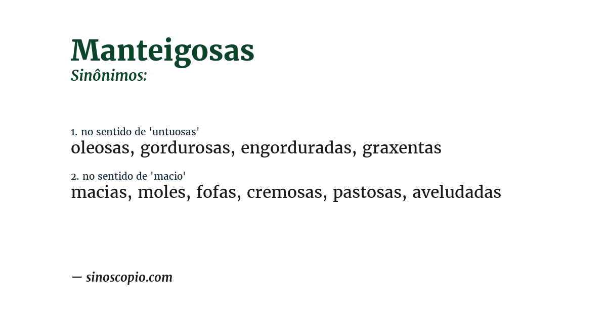 Sinônimo de manteigosas