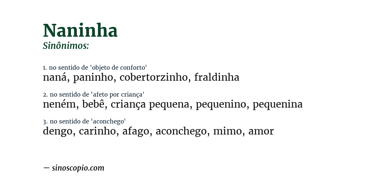 Sinônimo de naninha