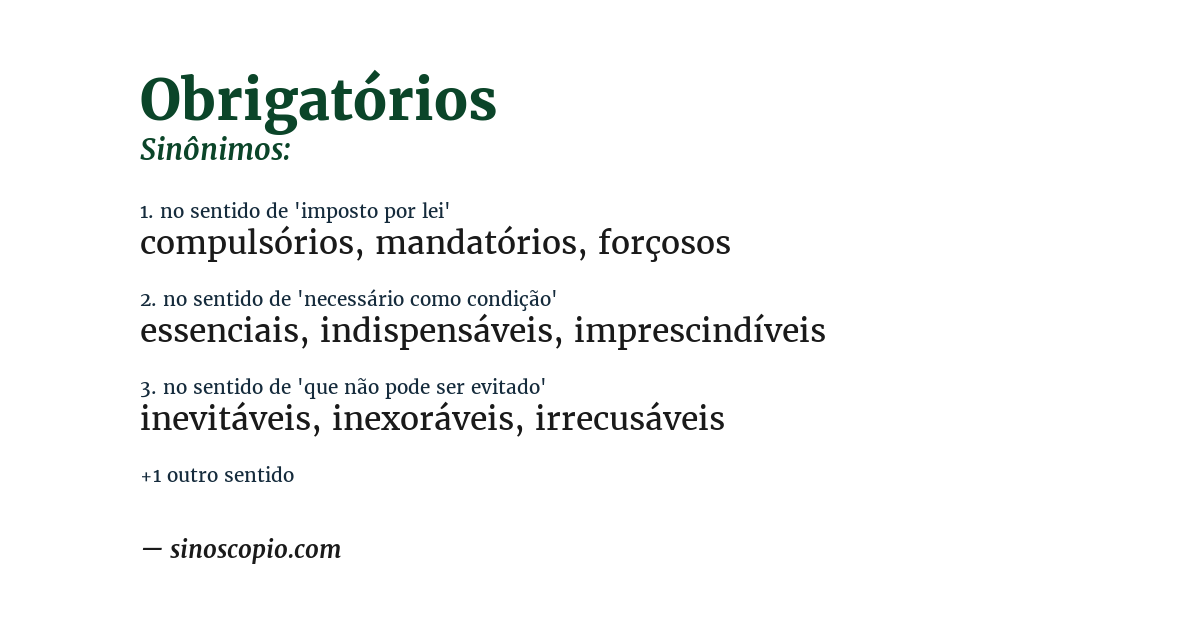 Sinônimo de obrigatórios