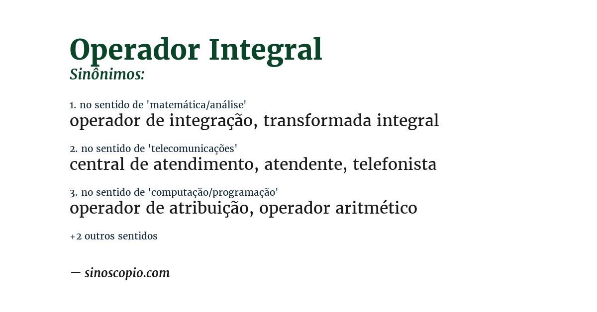 Sinônimo de operador integral