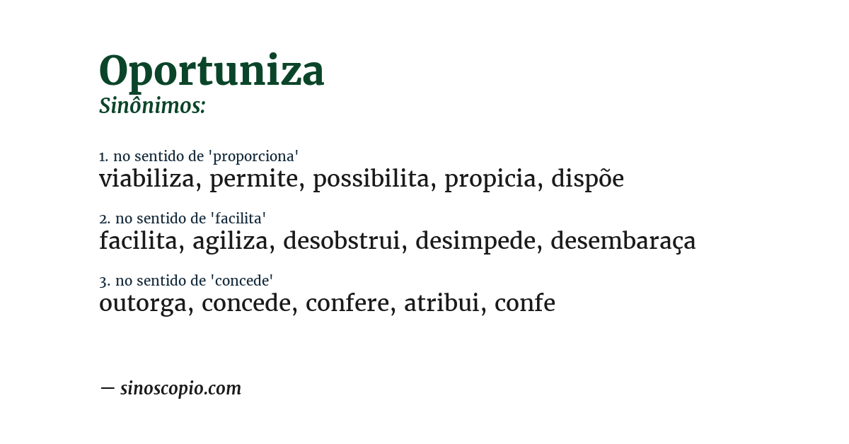 Sinônimo de oportuniza