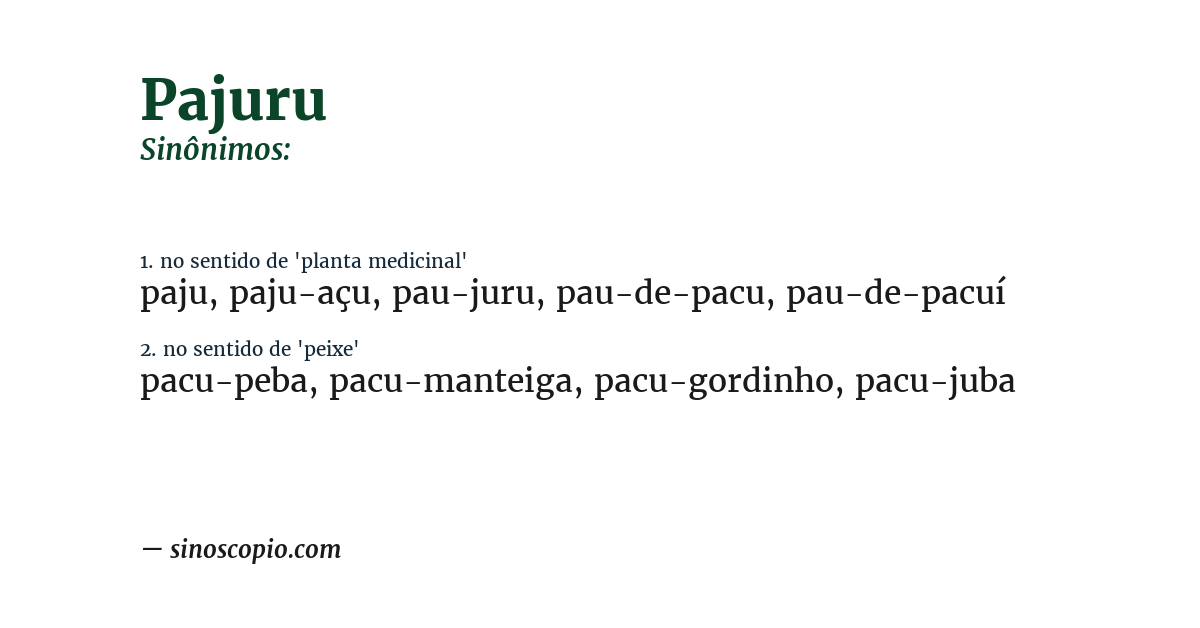 Sinônimo de pajuru