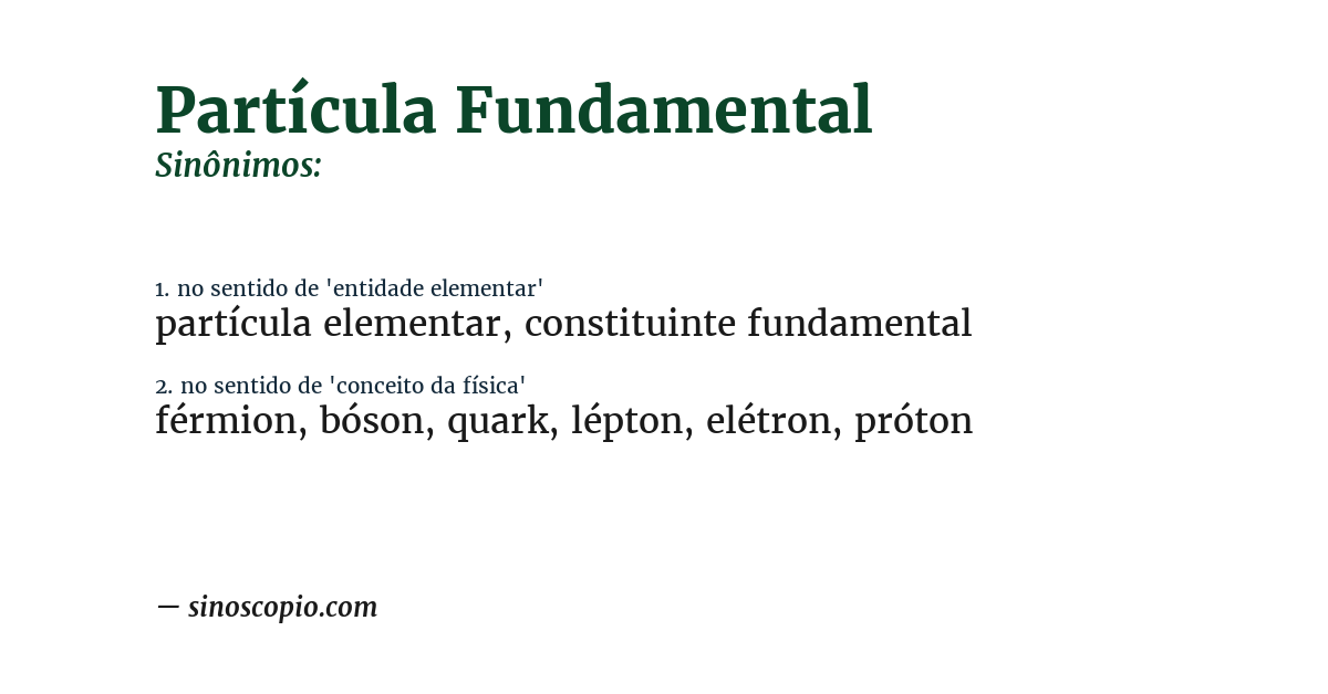 Sinônimo de partícula fundamental