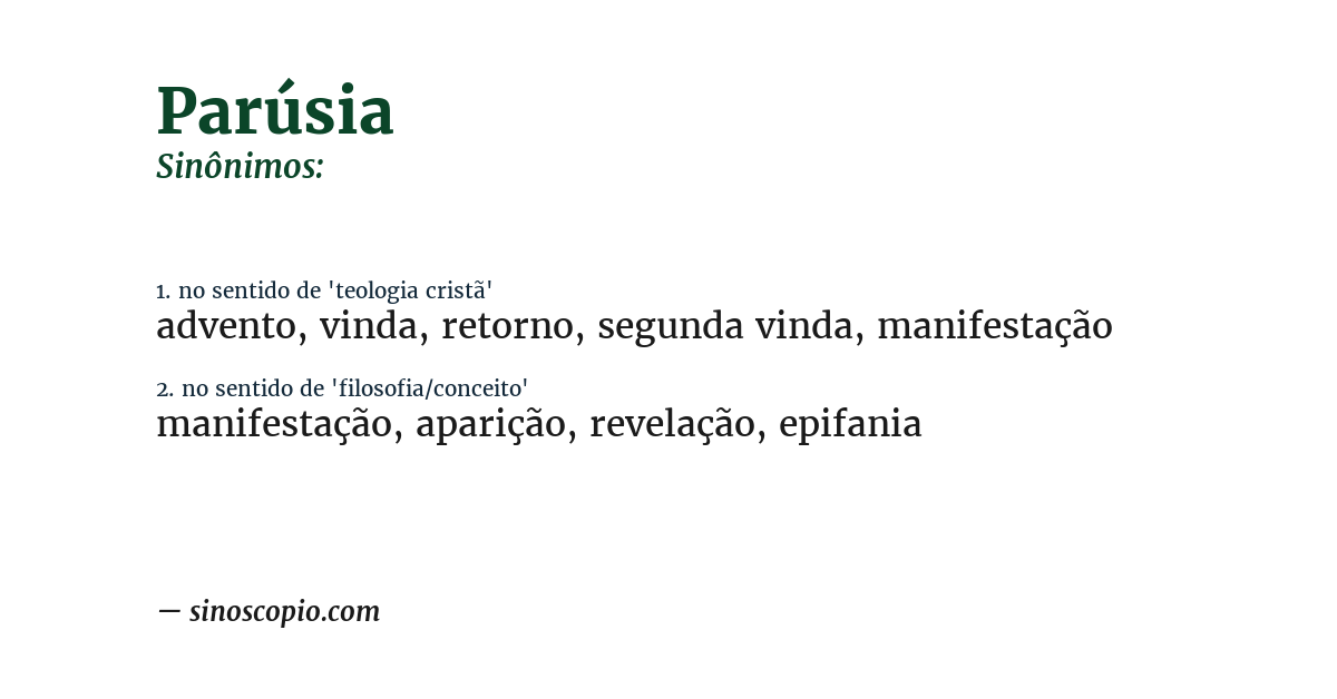 Sinônimo de parúsia