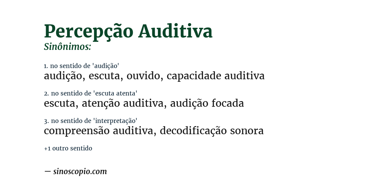 Sinônimo de percepção auditiva