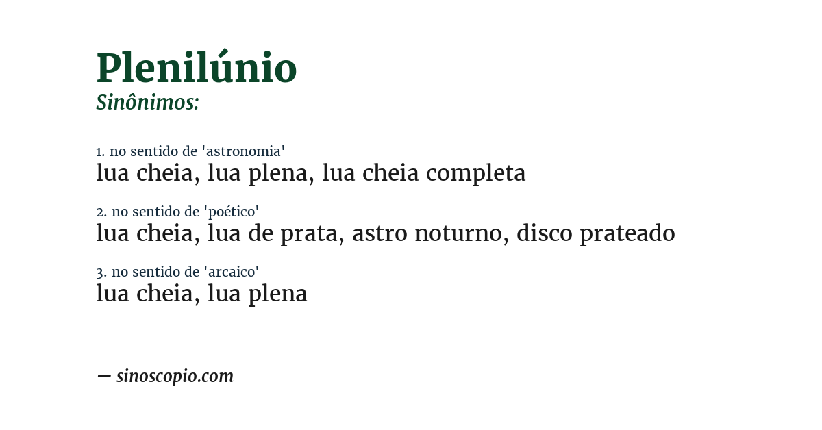 Sinônimo de plenilúnio