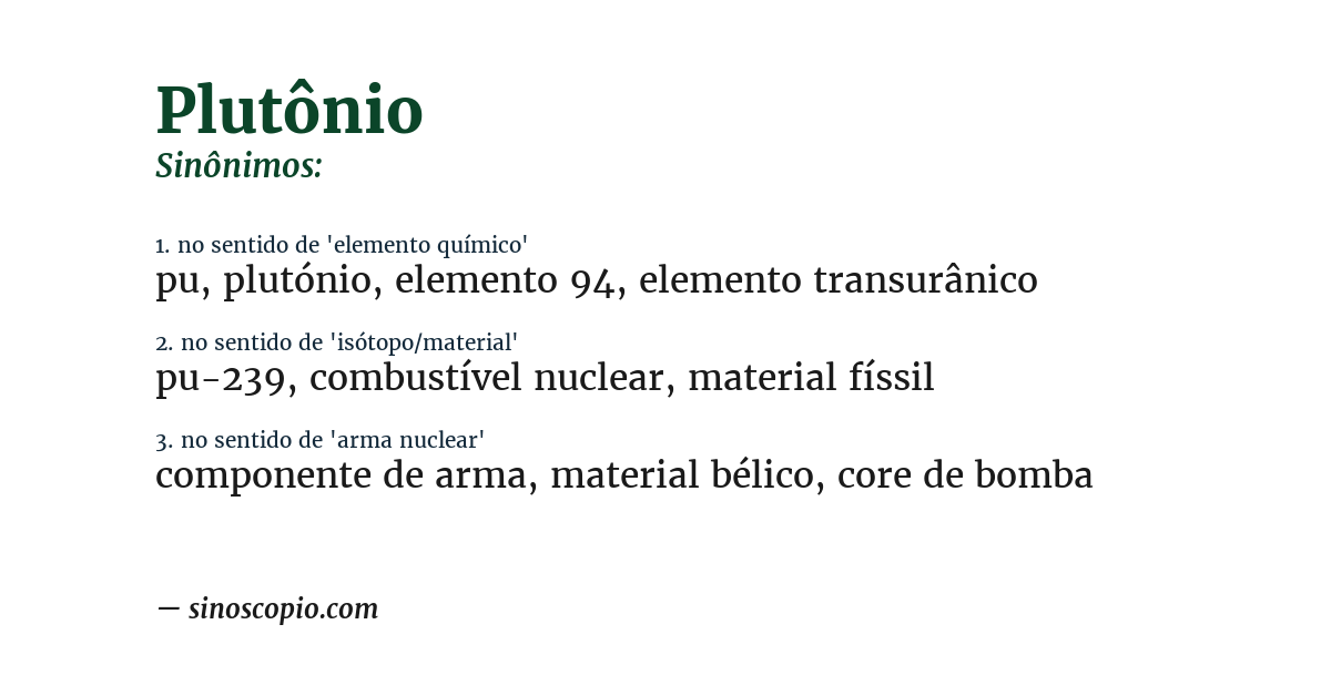 Sinônimo de plutônio