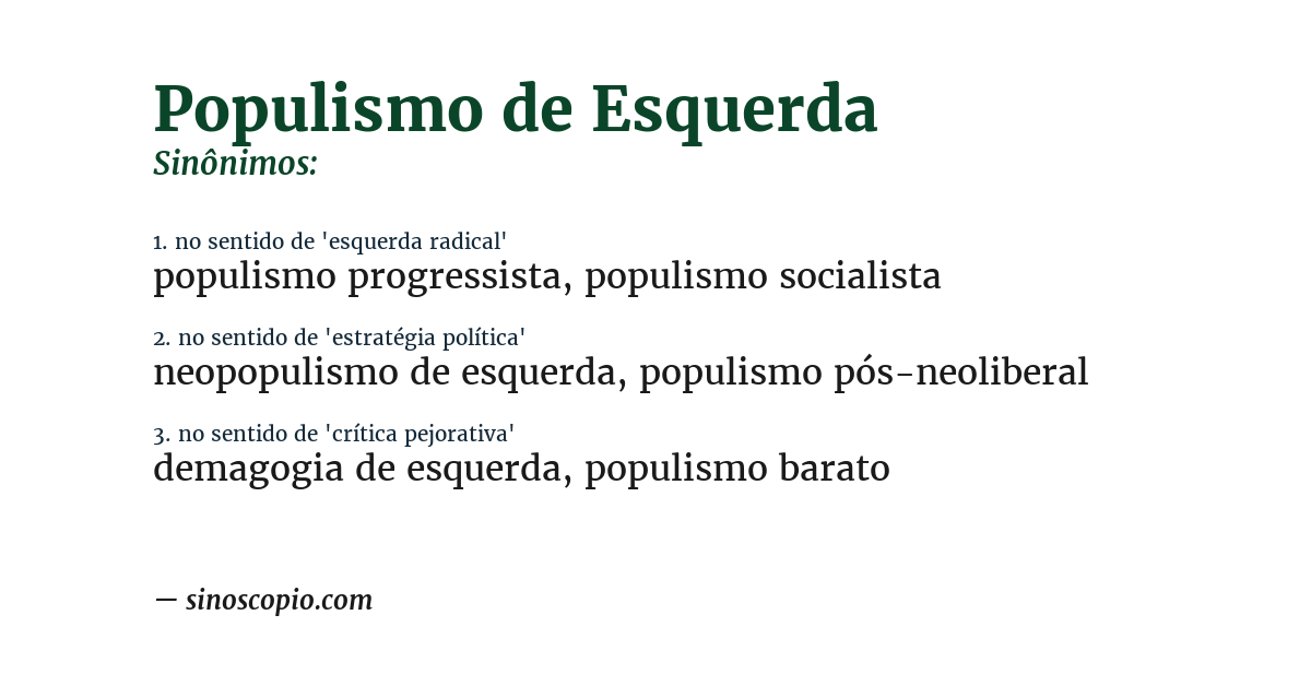 Sinônimo de populismo de esquerda