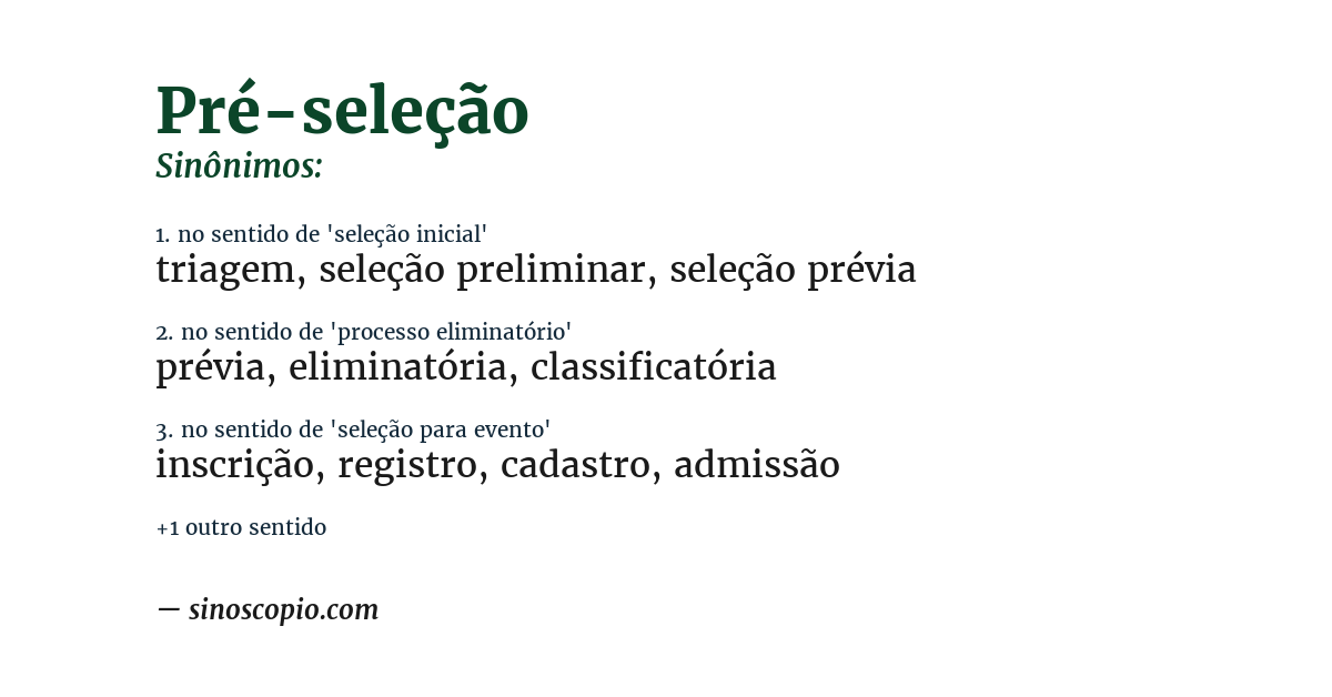 Sinônimo de pré-seleção