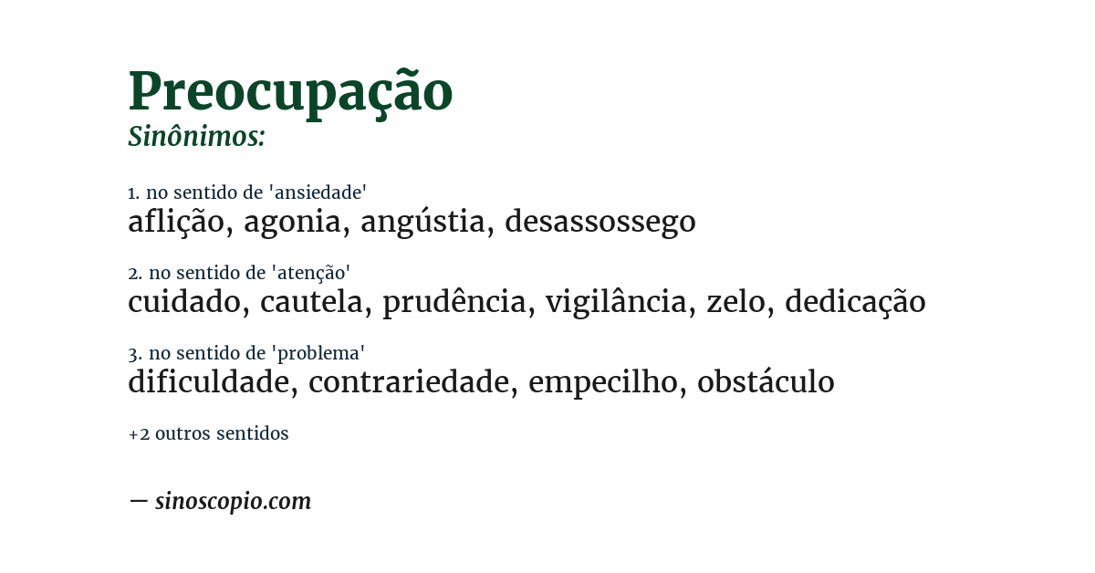 Sinônimo de preocupação