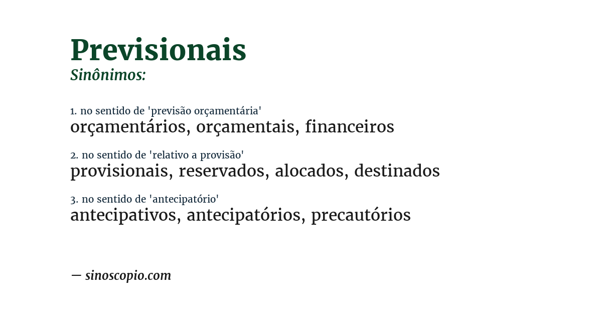 Sinônimo de previsionais