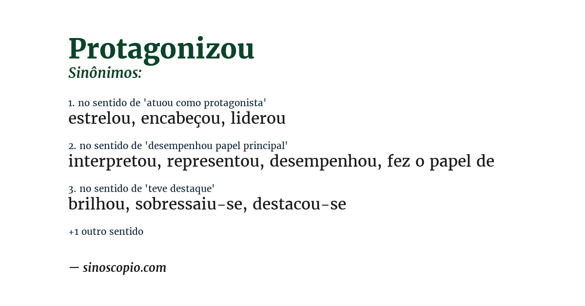 Sinônimo de protagonizou