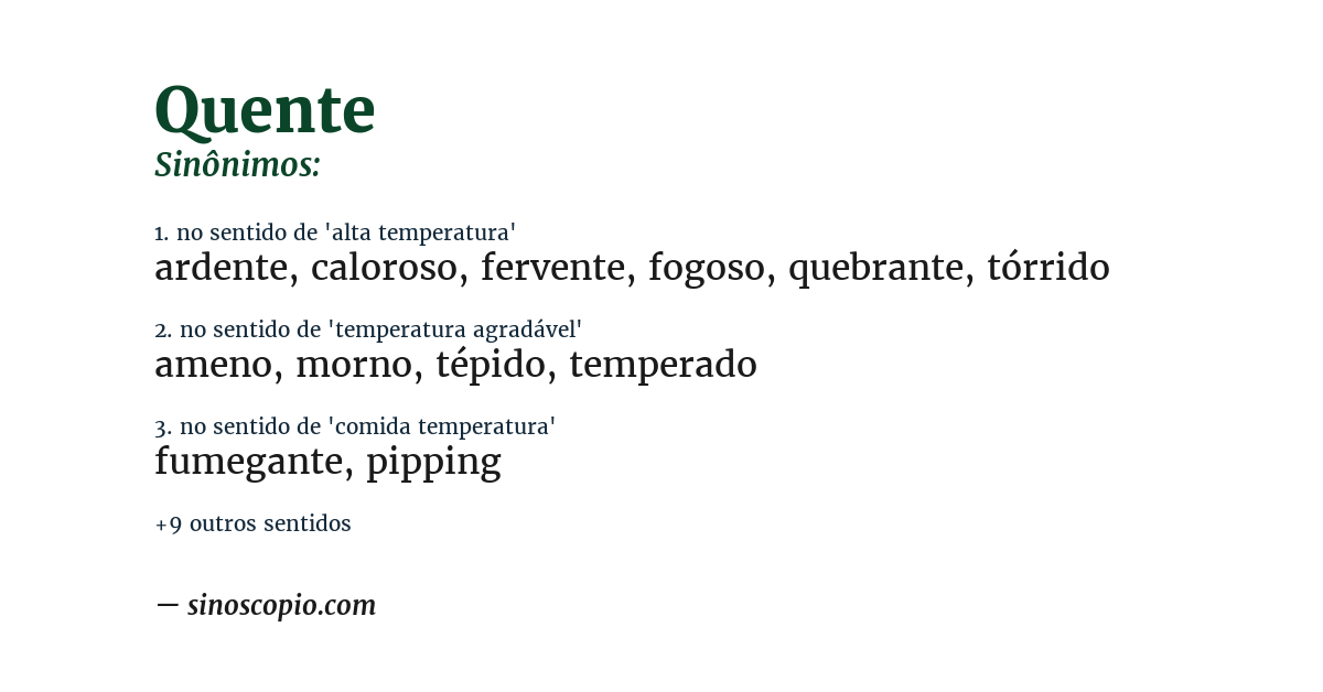 Sinônimo de quente