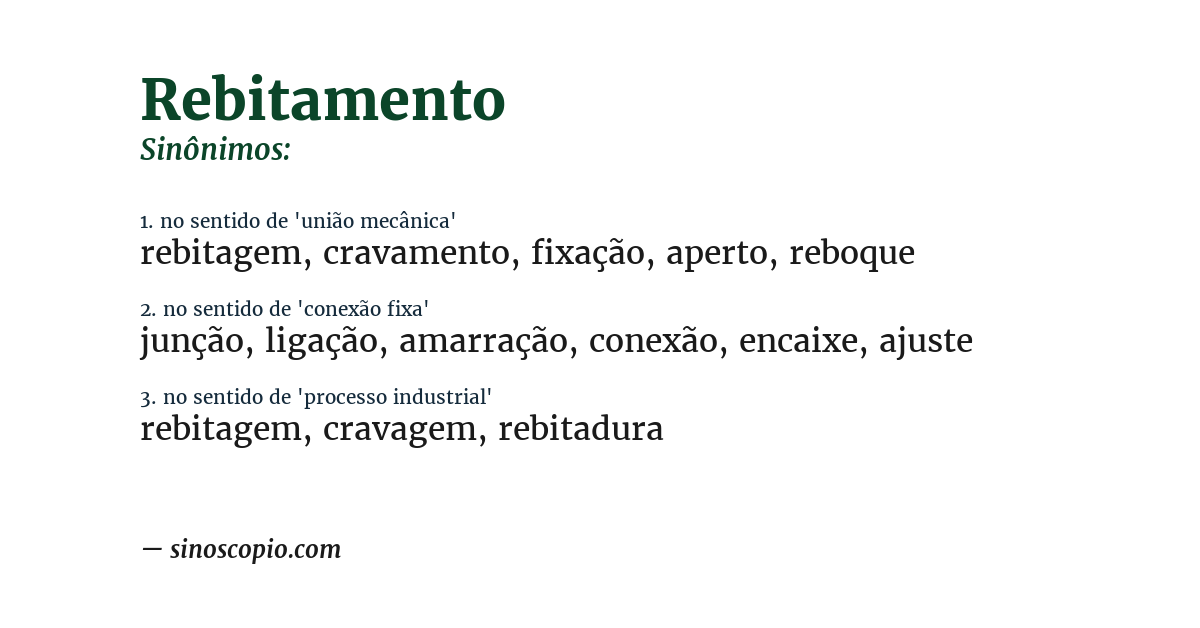 Sinônimo de rebitamento
