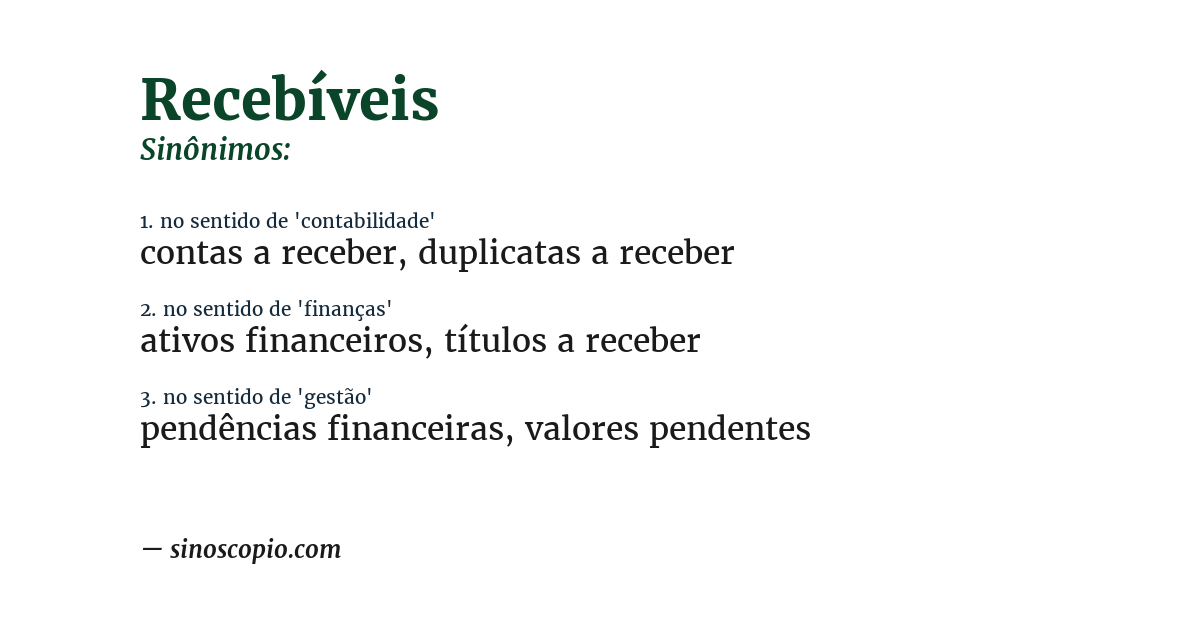 Sinônimo de recebíveis