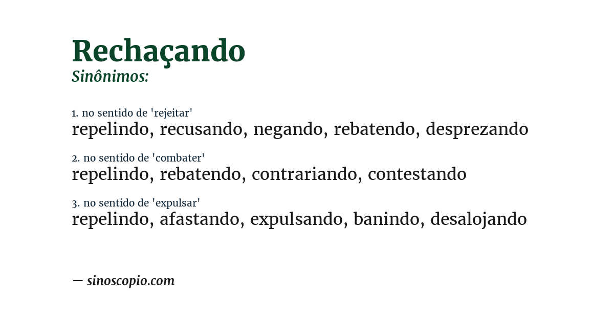 Sinônimo de rechaçando